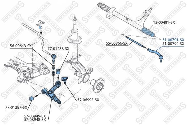 наконечник рулевой левый!\ Fiat Ducato, Citroen Jumper, Peugeot Boxer 2.2D/Hdi 0 51-00791-SX STELLOX