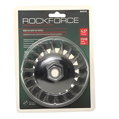 Кордщетка для УШМ дисковая "получаша" 115мм витая сталь в блистере ROCKFORCE RFBWD145 ROCK FORCE