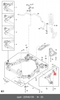 Сайлентблок переднего рычага задний CHEVROLET Captiva, OPEL Antara 07~ GENERAL M 20946159 GENERAL MOTORS