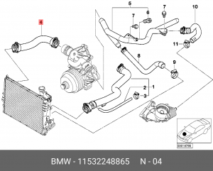 патрубок радиатора!\ BMW E39 2.5D/3.0D M57 95-03 11 53 2 248 865 BMW