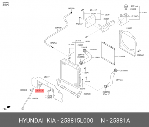 Крепеж HYUNDAI HD65,78 дв.D4GA радиатора (демпфер) OE 253815L000 HYUNDAI KIA