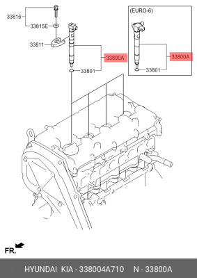 Форсунка HYUNDAI Porter 2,Starex H-1 (09-) (2.5-A2) (LOW) топливная OE 338004A710 HYUNDAI KIA