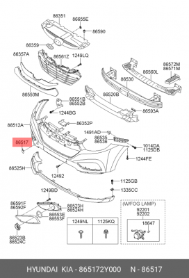 Заглушка HYUNDAI ix35 (10-) бампера переднего OE 865172Y000 HYUNDAI KIA