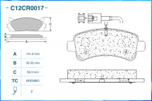 Тормозные колодки задние Low Metallic C12CR0017 C12CR0017 CWORKS