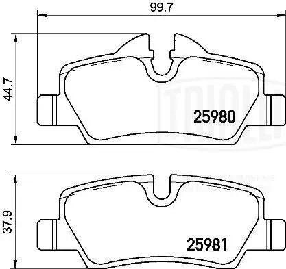 Колодки торм. Mini Cooper (13-) диск. зад. (в компл. с датчиком) (PF 4301) PF4301 TRIALLI