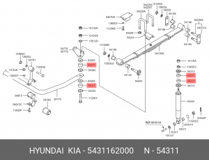 Втулка амортизатора HYUNDAI HD120 переднего верхняя OE 5431162000 HYUNDAI KIA
