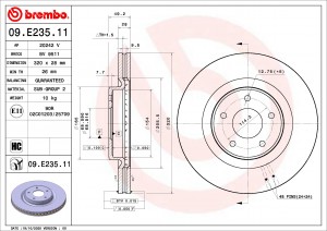 Диск тормозной 09.E235.11 09E23511 BREMBO