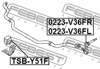 ВТУЛКА ПЕРЕДНЕГО СТАБИЛИЗАТОРА D28 подходит для NISSAN Q70/M Y51 2012.01- [GR] N NSB-Y51F FEBEST