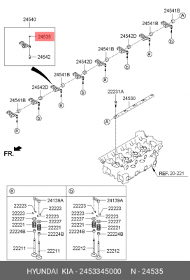 Гайка HYUNDAI HD65,72,78,County коромысла регулировочная OE 2453345000 HYUNDAI KIA