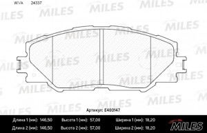 Колодки тормозные передние (без датчика) (Смесь Low-Metallic) (TOYOTA RAV4 III-I E400147 MILES