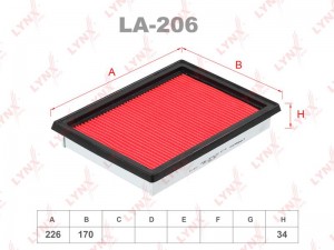 Фильтр воздушный подходит для HONDA Civic 1.4-1.6 (94-01), INFINITI FX 5.0 03, N LA-206 LYNXAUTO