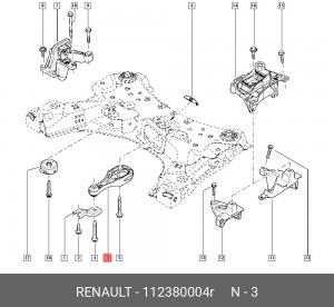ОПОРА ДВИГАТЕЛЯ ЗАДН (МЕТ, РЕЗ) 112380004R 112380004R RENAULT