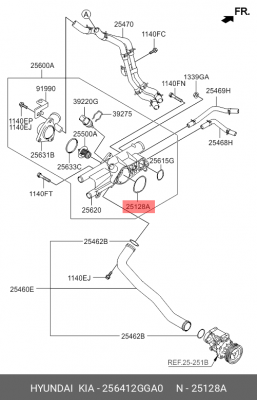 Прокладка корпуса термостата 256412GGA0 HYUNDAI KIA