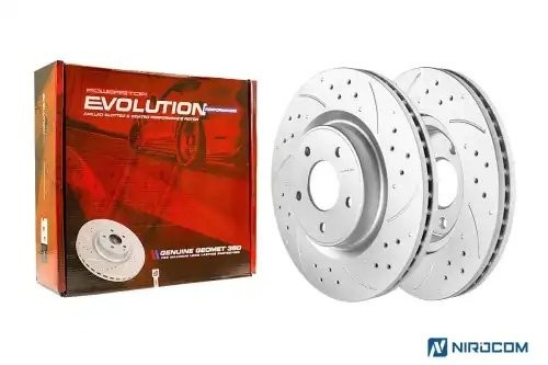 Передний тормозной диск Evolution с перфорацией и насечками, в покрытии GEOMET JBR1559 POWERSTOP