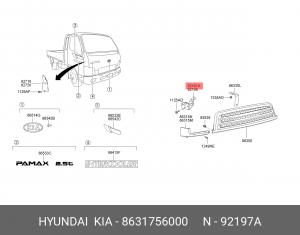 Кронштейн HYUNDAI HD65,72,78 крепления накладки под фару левый Н/О OE 8631756000 HYUNDAI KIA