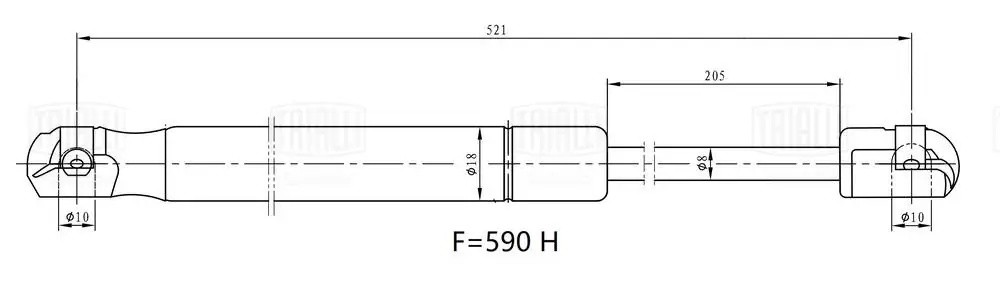 Упор газовый (амортизатор) для а/м Skoda Rapid (12-) со спойлером, с с/о (крышки GS1853 TRIALLI