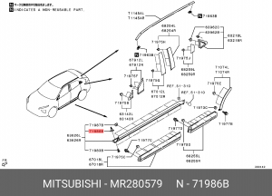 пистон! крепления накладки порога пластик.\ Mitsubishi Lancer X/Outlander II/Paj MR280579 MITSUBISHI