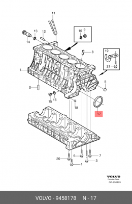 Сальник коленвала VOLVO S40,S60,S70,V40,V70 (98х110х8.5) задний OE 9458178 VOLVO