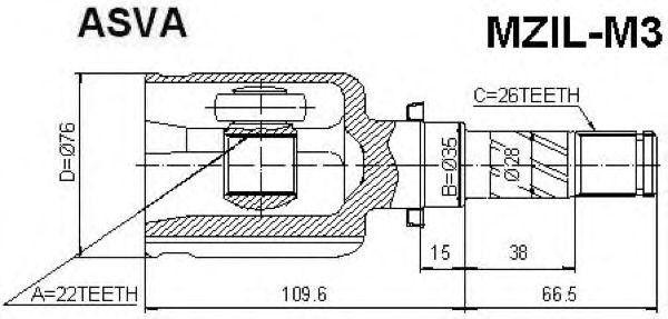 ШРУС ВНУТРЕННИЙ ЛЕВЫЙ 22x35x26 MZILM3 MZIL-M3 ASVA