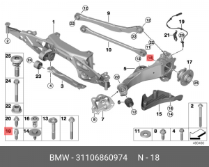 Болт Asa ! \BMW 1' F40, F52, 2' F45 Active Tourer, LCI, F46 Gran, MINI Cabrio F5 31106860974 BMW