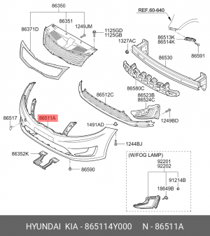KIA RIO (2011>) ПОД ПОКРАСКУ 865114Y000 HYUNDAI KIA