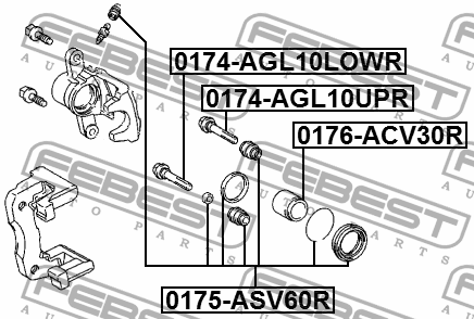Втулка направляющая суппорта задн нижняя TOYOTA CAMRY V40 06-11 0174-AGL10LOWR 0174-AGL10LOWR FEBEST