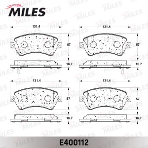 Колодки тормозные передние (без датчика + болты) (Смесь Low-Metallic) TOYOTA COR E400112 MILES