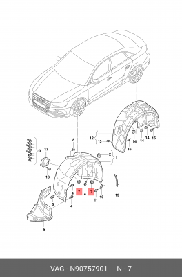 гайка крепления корпуса фильтра салона! D=22mm d=3.9mm\ VW N 907 579 01 VAG