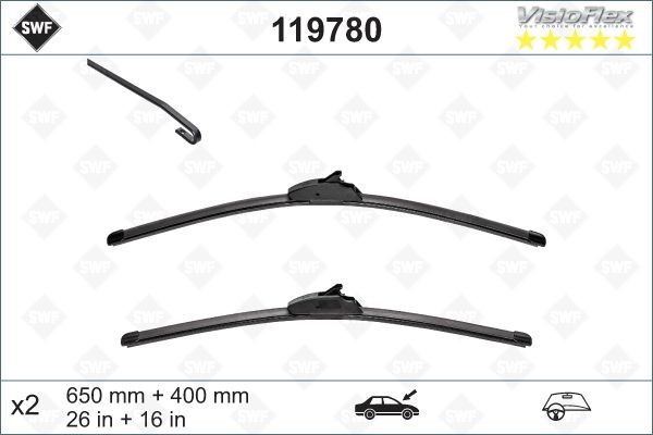 Щетка стеклоочистителя PEUGEOT 206 (98-) 650/400мм комплект Visioflex SWF 119780 SWF
