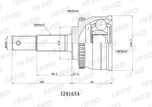 ШРУС внешний 320165A 320165A INKO