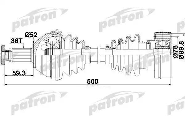 Вал привода VW Polo (01-09) колеса переднего левого PATRON PDS0206 PATRON