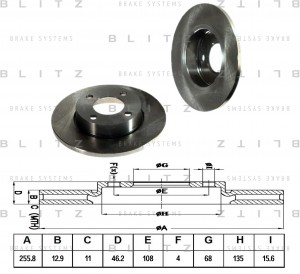AUDI 100 >83 / A80 86-91 256x13x4 BS0100 BLITZ