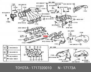 прокладка коллектора выпускного!\ Lexus ES 300/RX 300 3.0 V6 94> 17173-20010 TOYOTA