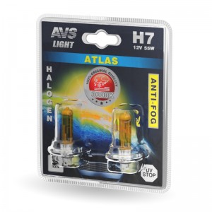 к-т ламп! желтые (H7) 55W 12V ATLAS ANTI-FOG блистер 2шт.\ A78626S AVS