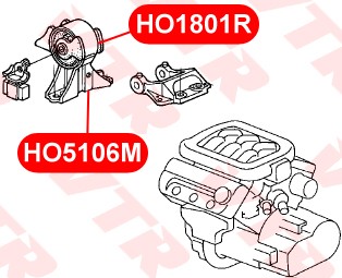 HO1801R САЙЛЕНТБЛОК ПРАВОЙ ПОДУШКИ ДВИГАТЕЛЯ HO1801R VTR