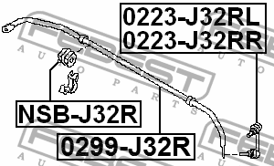 Тяга стабилизатора 0223-J32RL 0223-J32RL FEBEST
