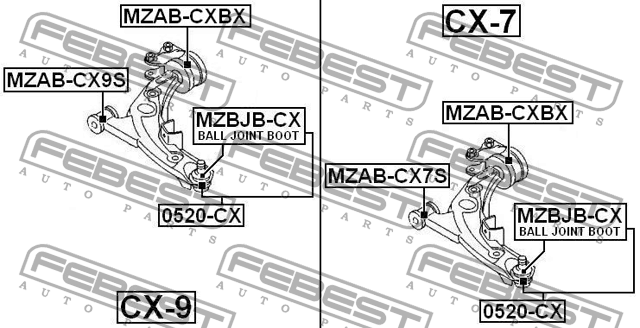 Сайлентблок MZAB-CXBX MZAB-CXBX FEBEST