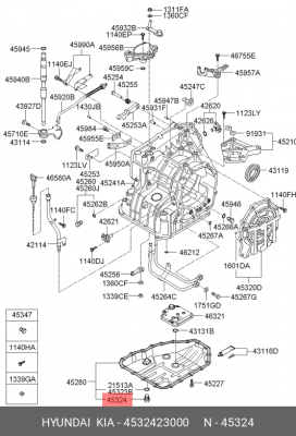 Пробка HYUNDAI Accent (07-),Santa Fe (09-) KIA Rio (05-),Sportage (10-) сливная  4532423000 HYUNDAI KIA
