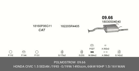 Глушитель HONDA Civic (91-95) задняя часть POLMOSTROW 09.66 POLMOSTROW