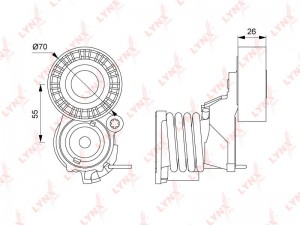 ролик натяжной с механизмом натяжения!\ Seat Ibiza 1.2/1.4 02>, VW Fox/Polo 1.2  PT-3198 LYNXAUTO