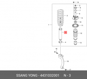Амортизатор SSANGYONG Actyon Sports (06-) (4WD) передний газовый OE 4431032001 SSANG YONG