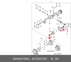 Подшипник дифференциала SSANGYONG Actyon (06-),Kyron (06-),Rexton (02-) заднего  4372921001 SSANG YONG