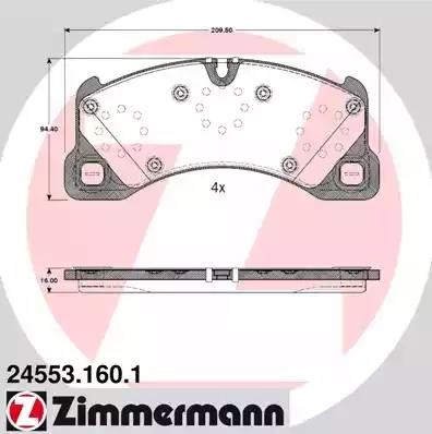 Колодки тормозные VW Touareg (10-) PORSCHE Cayenne,Panamera передние (4шт.) ZIMM 245531601 ZIMMERMANN
