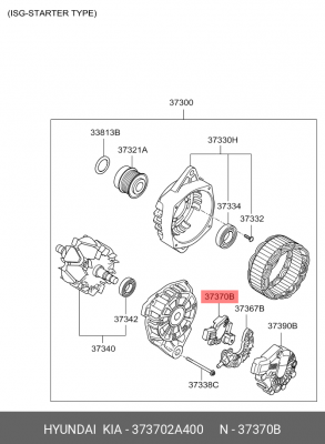 реле-регулятор!\ Kia Ceed/Rio/Sportage, Hyundai i30/ix35/Solaris 1.4-2.0/2.0D 07 373702A400 HYUNDAI