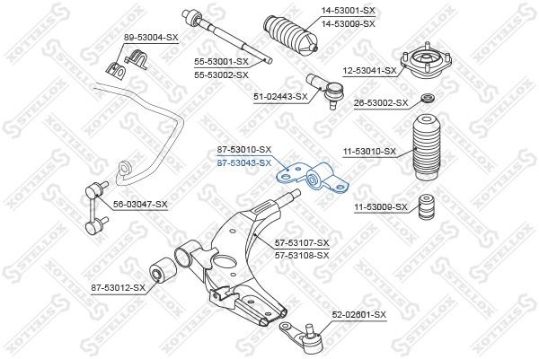 сайлентблок рычага зад. л.!\ KIA Shuma alI 98-04 87-53043-SX STELLOX