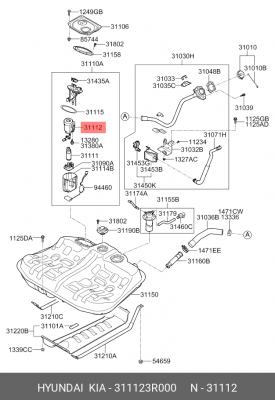 Фильтр топливный HYUNDAI i45 KIA Optima (11-) (в баке) OE 311123R000 HYUNDAI KIA