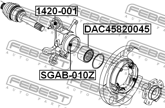 Сайлентблок задн цапфы SSANG YONG REXTON 2001-2013 SGAB-010Z SGAB-010Z FEBEST