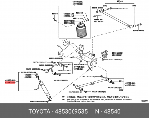 Стойка амортизационная, задняя правая 48530-69535 48530-69535 TOYOTA