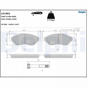 Колодки тормозные PEUGEOT Boxer CITROEN Jumper FIAT Ducato (06-) передние (4шт.) LP1992 DELPHI
