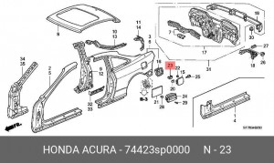 КРОНШТЕЙН КРЫШКИ БЕНЗОБАКА 74423SP0000 HONDA